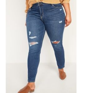Old Navy | Mid-Rise Distressed Slim Straight Jeans (Tall)